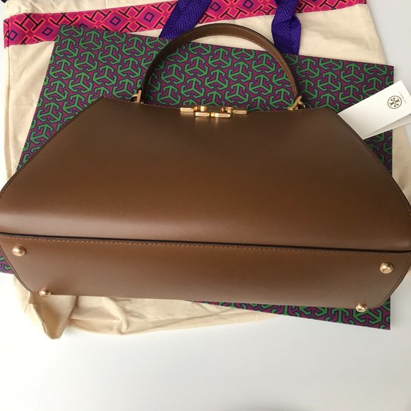 New brown Tory Burch Eleanor Spazzolato Satchel bag - Picture 6 of 9